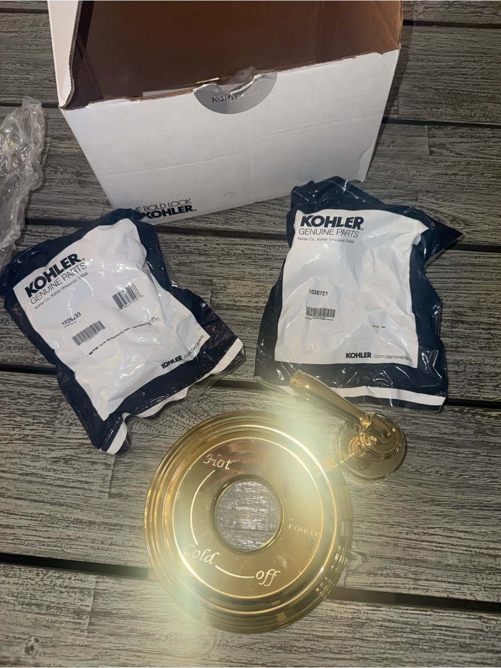 NWT Kohler Devonshire Polished Brass/Gold Shower Handle & Plate